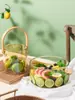 Cesta de Vidrio Portátil Sala de Estar Hogar Plato de Frutas Bar Cubo de Hielo Comercial Camping Picnic al Aire Libre Cubo de Frutas Popular
