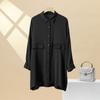Principios de Primavera Nueva Camisa de Seda Pesada para Mujer Largo Medio Elegante Ropa de Trabajo Suelta Seda Sedas y Satenes Camisa de Seda de Morera