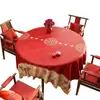 Toalha de Mesa Redonda Festiva, Sem Lavagem, Impermeável, à Prova de Óleo, Toalha de Mesa Vermelha para Decoração de Casamento, Toalha de Mesa para Mesa de Centro com Atmosfera de Ano Novo
