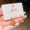 Brincos de Argola Estilo Étnico com Contas Esmeralda Agulha de Prata, Brincos Pequenos de Tarraxa com Bolas Pequenas Estilo Coreano Design de Alto Padrão para Mulheres