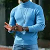 Suéter Cálido de Punto para Hombre Otoño/Invierno Estilo Coreano Corte Delgado Color Sólido Cuello Alto Prenda Base de Punto Ropa Interior Línea de Ropa
