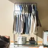 Estante Metálico de Doble Fila de Pie para Secar Ropa para Dormitorio, Almacenamiento Nocturno en Interiores y Colgador