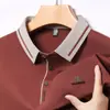 Al por mayor transfronterizo para hombre, nueva camiseta polo de verano para hombre de mediana edad, casual de negocios, manga corta, seda helada, fresca, con cuello, camiseta para hombre