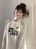Camiseta de Manga Larga con Estampado de Dibujos Animados Chic Divertida Estilo Casual Perezoso para Mujer 2025 Nueva Moda Versátil Holgada