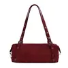 Bolsa de antebraço moderna em camurça, novo estilo transfronteiriço, bolsa de ombro retrô, simples e casual, acabamento fosco, bolsa de mão tipo almofada para mulheres
