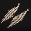 Brincos de Moda Europeus e Americanos, Brincos Personalizados de Franja de Strass em Forma de Losango, Venda Direta do Fabricante de Joias de Exportação E445