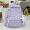 Mochila escolar estampada de color liso con temática de bosque otoñal, un diseño simple y fresco con gran capacidad, perfecta para un look juvenil de campus