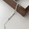 Pulsera de plata de ley S925 importada de industria pesada con costuras de corazón para mujer, pulsera simple minimalista de estilo frío con forma de corazón, venta al por mayor transfronteriza