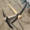 Picareta em forma de cruz de aço para cavar raízes de árvores, picareta de aço para fazer buracos, picareta com cabo de madeira