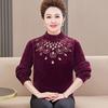 Suéter de invierno para madre de mediana edad, top de terciopelo visón estilo occidental, nuevo de otoño e invierno para mujeres de mediana edad y mayores, camisa base tejida cálida