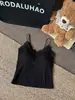 Camisola Blanca de Encaje con Cuello en V para Mujer, Verano, Corta, Ajustada, Sin Mangas, con Almohadilla en el Pecho