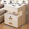 Mesa de Cabeceira Inteligente Simples Moderna Luxo Leve Carregamento Sem Fio Armazenamento Integrado Quarto Três Gavetas Gabinete de Cabeceira em Couro Patinha de Gato