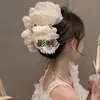 2026 Nuevo Estilo Pinza para el Cabello con Lazo Grande de Terciopelo Rojo, Accesorio para el Cabello para Niñas, Tocado de Princesa Nupcial de Borla de Alta Gama