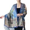 Cachecol de seda dupla camada dupla face pintura a óleo Van Gogh Monet feminino longo 180x70 novo cetim de seda lenço xale moda popular Novo