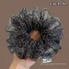 Ligas Negras para el Cabello Malla Estampado de Leopardo Ligas de Intestino Grande para Mujer Ligas de Cabello de Alta Gama Accesorios para Moño Accesorios para Cola de Caballo