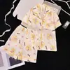Pijama de Verão para Meninas, Conjunto de Pijama Cardigan de Algodão Nuvem de Manga Curta para Meninas, Conjunto de Roupa de Casa para Crianças Maiores