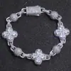 Hip-Hop Europeo y Americano Pulsera para Hombre de 10 mm Joyería Trébol de Cuatro Hojas Cadena de Bolas Accesorios Transfronterizos Pulsera de Circonita Personalización