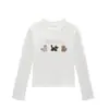 Blusa Básica Branca Redonda para Mulher, Versátil para Primavera e Outono, Nova Camiseta Slim-Fit de Manga Longa para Usar em Camadas ou Sozinha