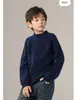 Nuevo suéter de punto grueso 100% lana pura para otoño e invierno para niños y niñas, niños medianos y grandes, cuello semi-alto, jersey, manga larga, prenda base de moda