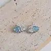 Pendientes de Cisne con Gradiente de Colores Moda Estilo Nuevo Japonés y Coreano para Niñas Pendientes Aguja de Plata 925 Zirconia de Pato Frito Abalorios