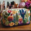 Bolsa de maquillaje acolchada floral de girasol transfronteriza, bolsa multifuncional, impresión digital, directo del fabricante