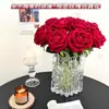 Rosa Flor Artificial de Alta Qualidade Dia dos Namorados Plástico Falso Buquê Ornamento para Casa Sala de Estar Mesa de Jantar Arranjo Floral Decoração
