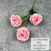 Buquê de flores de simulação de rosas hidratantes búlgaras de três cabeças, flor falsa, flor de seda decorativa de estilo europeu, flor de mesa de jantar para sala de estar