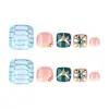 Unhas de Pé Usáveis Estilo Francês com Craquelado Transfronteiriço Totalmente Cravejadas, Peças de Unha de Pé Usáveis Brilhantes, Peças de Unha de Pé para Nail Art Atacado