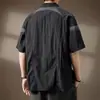 Camisa Polo Masculina de Manga Curta Estilo Americano Retrô para Montanha, Camiseta de Secagem Rápida para o Verão com Gola Meio Zíper para Homens