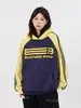 Sudadera con Capucha de Rayas Bloque de Color Estilo Americano para Hombres y Mujeres, Tendencia Nacional Otoño e Invierno Holgada Casual Sudadera Superior para Parejas