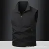 Chaleco Casual para Hombre Primavera y Otoño Cuello Alto Multibolsillo Chaleco de Pesca para Exteriores Chaleco de Trabajo para Hombre 2888