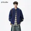 Jaqueta baseball bordada estilo americano para homens, jaqueta de trabalho cool de alta costura para outono, design moderno, casaco casual oversized