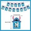 Fiesta de Cumpleaños Temática Lilo y Bebé Decoración de Fiesta de Stitch Bandera de Globos Adorno para Pastel