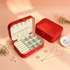 Caja de Joyería Portátil de Fábrica Caja de Exhibición de Adornos de Gran Capacidad con Espejo Caja de Almacenamiento para Pendientes Anillos Collares Dorada