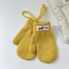 Manoplas de Lana de Alpaca de Colores Dulces con Cuello Halter para Invierno, Unisex para Bebé, Resistentes al Frío para Exteriores, Guantes de Punto Gruesos y Cálidos