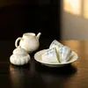 Colección de Juego de Té Kung Fu Moyi Arcilla de Jade Azul y Blanco Bambú Pintado a Mano para Uso Doméstico, incluyendo Gaiwan, Tetera, Bandeja de Té y Tazas de Té