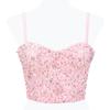 Lu Qiuguo Spice Girl Top Novo Rosa Brilhante Diamante Bordado Puro Desejo Espinha de Peixe Vestido de Seios Slim Fit Pequena Alça Feminino DB1555