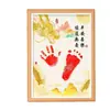 Caligrafía y pintura de huellas de manos y pies de un año, huellas de pies y manos de bebé, 100 días, luna llena, para conmemorar la paz y la alegría, marco de fotos con huellas
