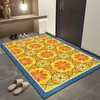 Felpudo de Suelo Estilo Americano Retro, Felpudo de Entrada de Terciopelo de Cristal, Resistente a las Manchas y Fácil de Mantener, Felpudo Antideslizante para Entrada con Azulejo Floral Estilo Étnico