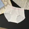 5098 Estilo Doce Menina Cor Contrastante Algodão Puro Roupa Íntima Cintura Média Abraça o Quadril Sensação de Pele Nu 10a Algodão Puro Antibacteriano Triângulo na Virilha Calcinha