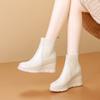 Botines Cortos de Punto Patchwork Estilo Nuevo Otoño/Invierno 2025 Estilo Británico Moda Versátil Punta Redonda Suela Gruesa Que Aumentan la Altura Botines de Moda