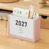 Calendario Planner 2027 Calendario de Autodisciplina de Pie Alta Estética Creativo Organizador de Escritorio para Tomar Notas con Almacenamiento Decoración de Plástico
