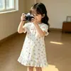 Bata de Niña Verano Delgada de Manga Corta Ropa Infantil Vestido de Noche para Niña Estilo Princesa Ropa de Casa de Longitud Media para Niños para Usar Afuera