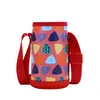 Funda de Termo de Cuero para Estudiantes con Dibujos, Portátil, con Correa Cruzada, para Taza de Agua o Té Infantil, Funda para Termo