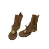 Sandalias de Tanga Metálicas con Borlas para Mujer 2026 Nuevo Estilo de Verano Sandalias Romanas Tacón Grueso Botas Holgadas Botas Vaqueras Occidentales