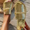 Pantuflas Planas de Exterior Talla Grande para Mujer 2025, Chanclas de Playa de Moda con Cadena y Patrón de Cocodrilo para Verano, Exquisito Calzado para Exteriores