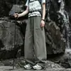 Calças de trilha estilo workwear americano para homens, modelo fino de verão 2026, novas calças compridas esportivas casuais largas, suporta impressão