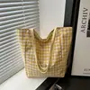 Bolso de hombro a cuadros retro de verano nuevo, bolsa de mano de nailon de gran capacidad, bolsa de lona, bolso de mano casual para estudiante