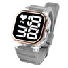 Reloj electrónico LED cuadrado pequeño transparente de moda para niños, reloj electrónico de silicona para estudiantes, reloj cuadrado pequeño electrónico, reloj electrónico al por mayor
