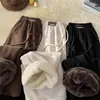 Pantalones Casuales de Pana Marrón para Mujer, Pantalones Deportivos Rectos Sueltos de Otoño e Invierno, Nuevo Estilo 2025, Forrados de Felpa, Engrosados, Pantalones de Algodón Cálidos